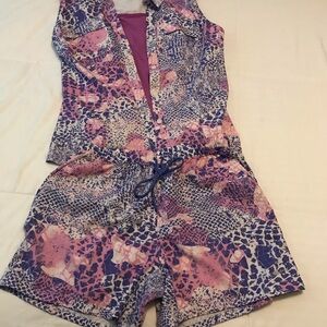 Pink and purple matching shorts set